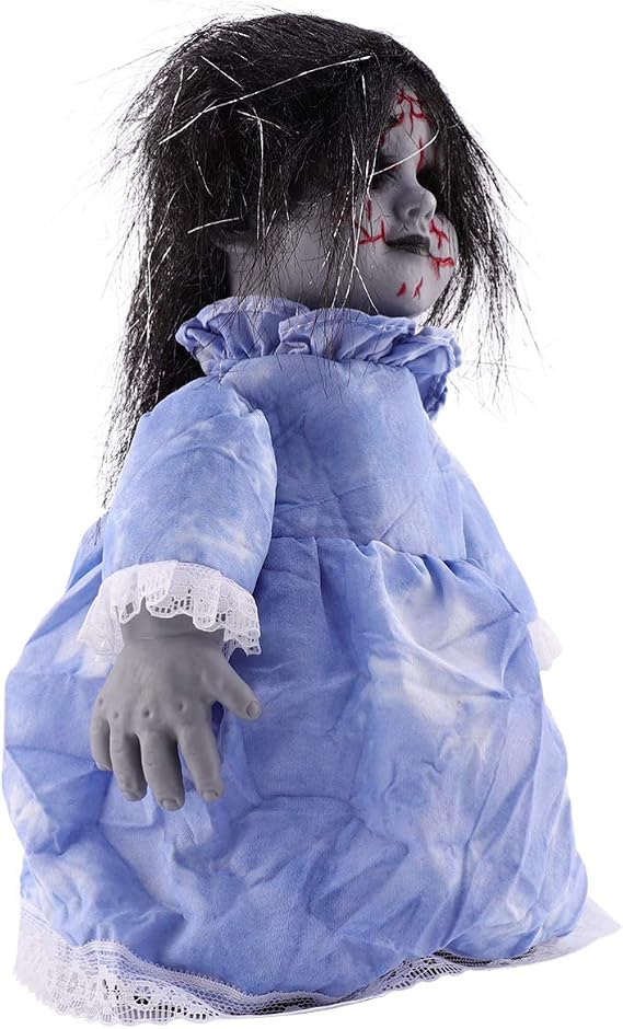 TOYANDONA Outdoor Decor 1Pcs Halloween Scary Doll, Sound- Activated Walking Doll Halloween Glowing Creepy for Haunted House Decor (Without Battery) Haunted