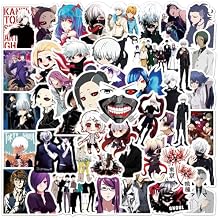 50pcs Tokyo Ghoul Stickers for Water Bottle, Waterproof Vinyl Decal for Adult Teen Laptop Skateboard Phone Travel Case Bike Guitar Computer Helmet (Purple)