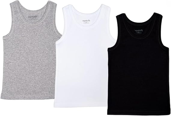 ORGANICKID Boys Organic Cotton Tank Top Sleveless Undershirts Toddler Underwear 3 Pack Tees