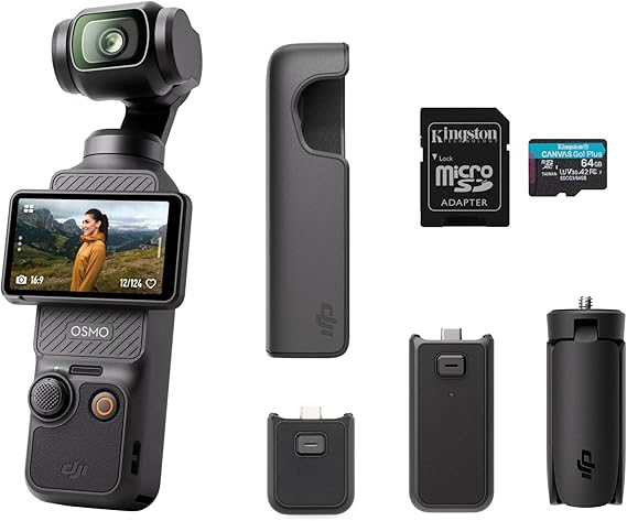 DJI Osmo Pocket 3 Capture More Combo, 1 CMOS 4K and 120fps Gimbal | 4K 120fps Video, 3-Axis Stabilization, 2' Rotatable Touchscreen, 1 CMOS, Face Object Tracking