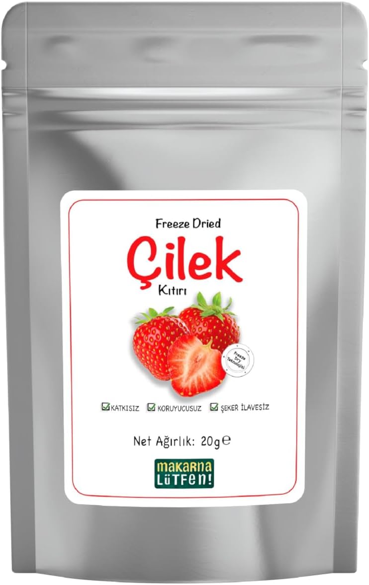 Çilek Kuru Meyve Cipsi Dondurularak Kurutulmuş Freeze Dried Meyve Kıtırı 20 g
