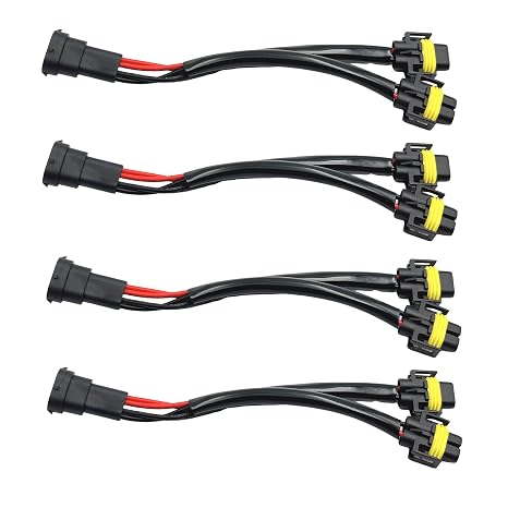 4Pcs H11 H8 Male to Female 2 Way Splitter Wire Bulb Socket Headlight Wiring Harness Adapters Extension Compatible with Light Fog Use Car Accessories