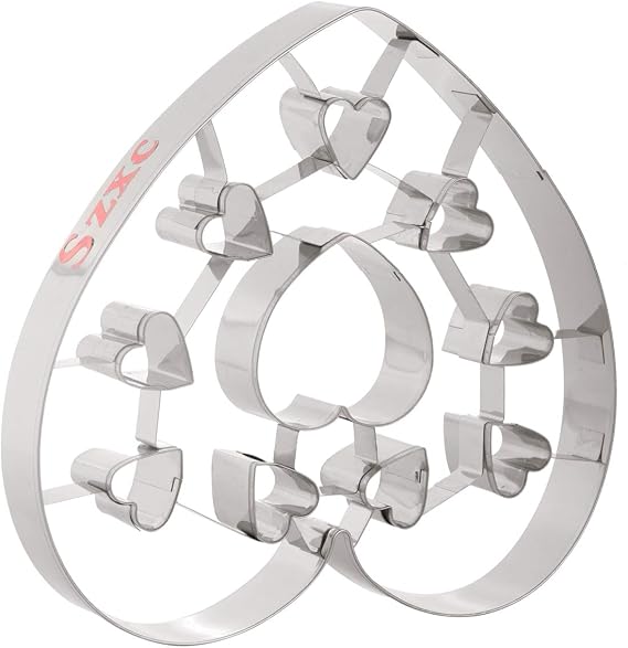 Szxc 7.5 Inch Large Heart Cookie Cutters with Interior Cut-Outs for Baking | 7.5 inch, BPA Free, dishwasher safe, ideal for cookies, pastry & baking,Stainless Steel Baking Molds