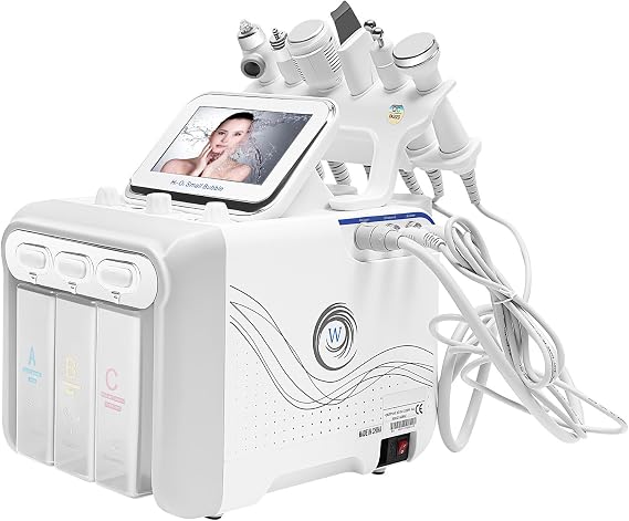 Bacocoo 6-in-1 Hydrogen Oxygen Facial Machine, Professional Blackhead Removal, Deep Cleansing & Hydration, Whitening Skin Care Device, SPA Beauty Tool with 6 Pro Heads. (110V 80W, White)
