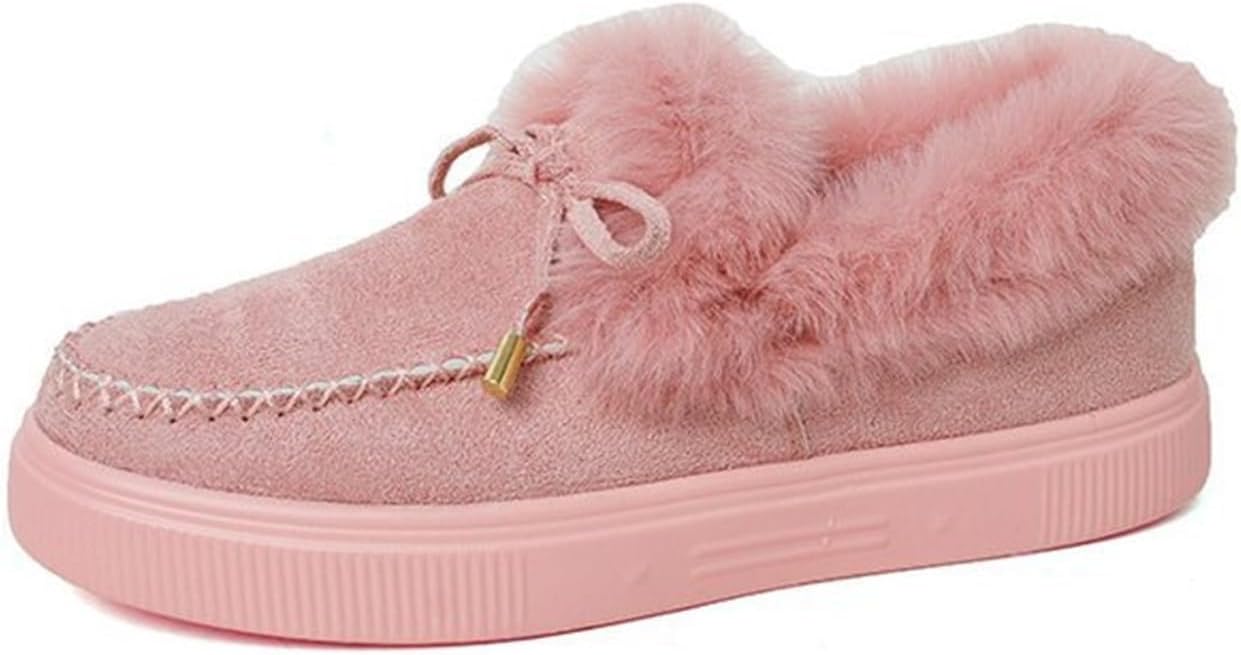 Snow Boots for Women Winter Warm Fur Lining Ankle Boots Cute Bow Platform Thick Plush Outdoor Fleece Shoes Slippers Casual Walking Shoes