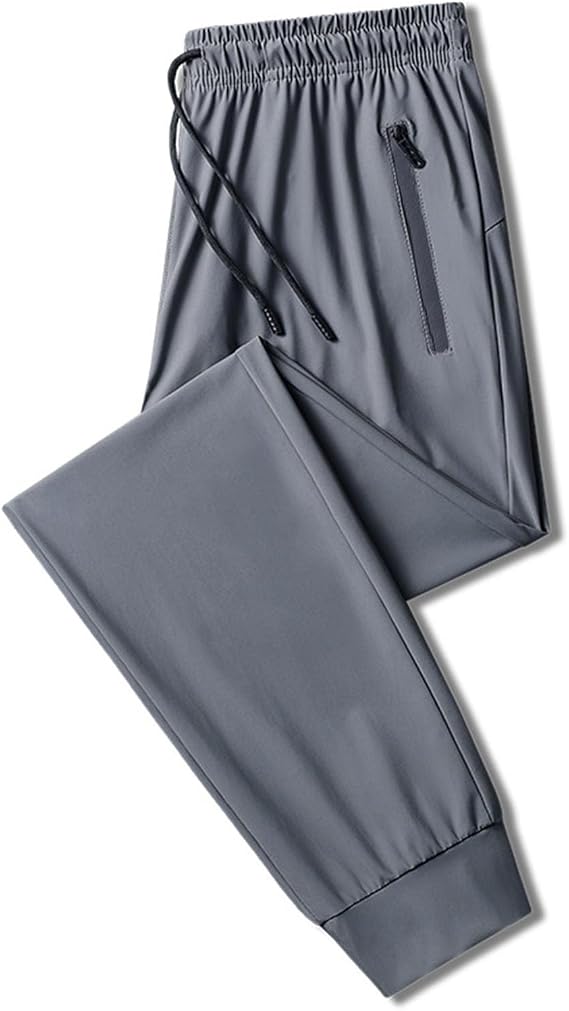 Men's Quick Dry Stretch Pants, Breathable Lightweight Casual Pants Ice Silk Straight Trousers for Summer Outdoor