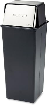 Safco 9893 Reflections Push Top Waste Receptacle, 21-Gallon, Black