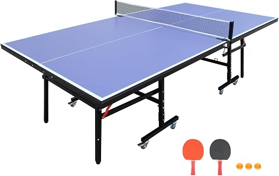 Foldable Ping Pong Table, Portable 8ft Indoor Table Tennis Set with
