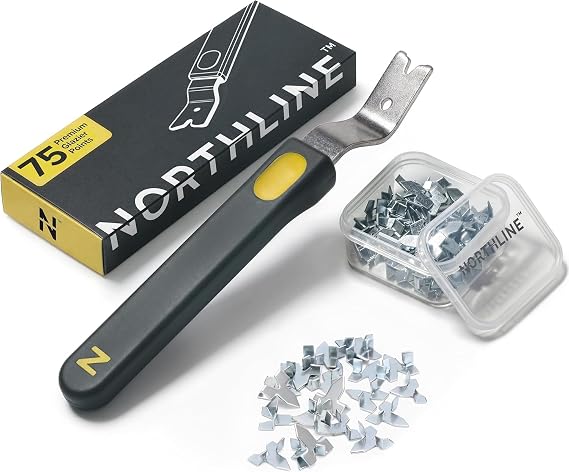 NORTHLINE Glazier Point Driver with 75 Glazier Points Magnetic Head Framing Tool for Picture Frame Hardware & Window Glazing