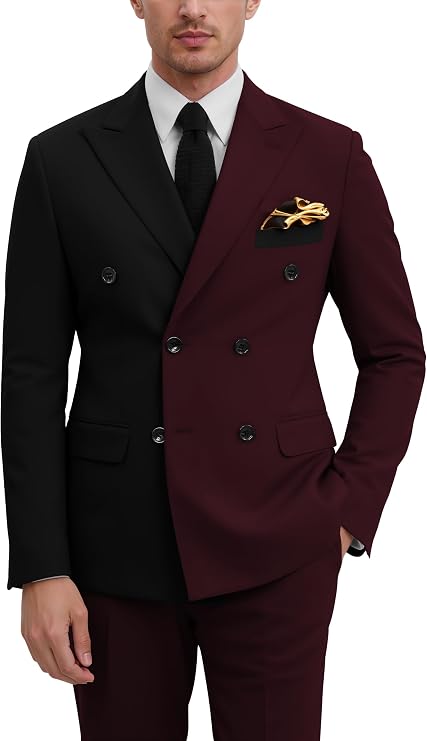 Men's Double Breasted Suit 2 Piece TwoTone Tuxedo Suit Set
