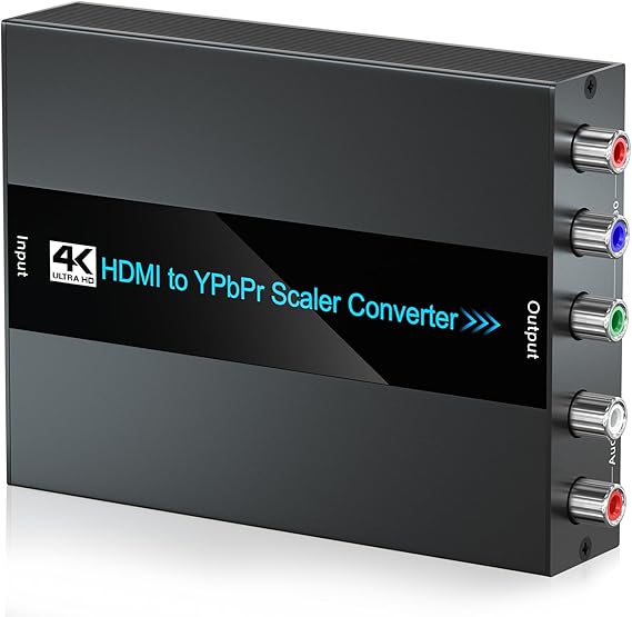 4K/60Hz HDMI to Component Converter with Scaler Function, HDMI to YPbPr Converter Support 480i/576i Component Out for HD Devices to Display on CRT TV with YPbPr