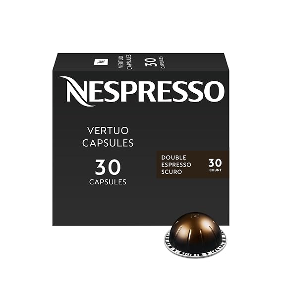 Nespresso Vertuo, Double Espresso Scuro, Dark Roast, 30-Count Espresso Pods | Capsules Coffee Pack of 1