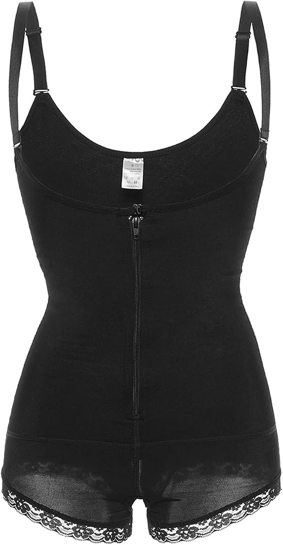 Women's Seamless Full Body Organizer, Tummy Control Shaper Open Bust Bodysuit Butt Lifter Slimmer Zipper & Hook Color : Black, Size : XXL