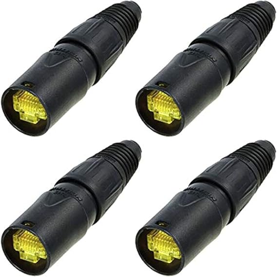 (4-Pack) Genuine Neutrik NE8MX-B-1 Ethercon Cable Connector Black Chromium Housing