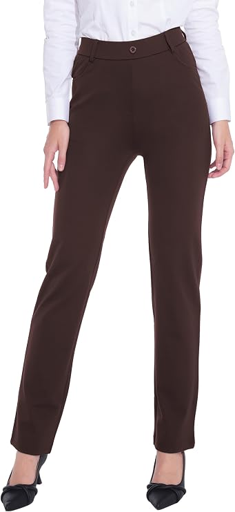 ZTN Womens Dress Pants for Pockets Black Work Casual Slacks