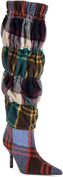 AZALEA WANG Elodie Plaid Stiletto Boot