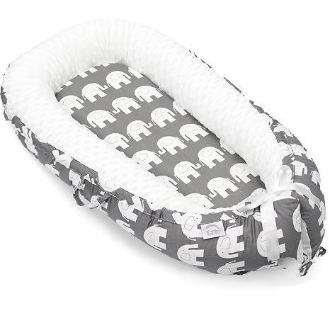 EAQ Baby Nest Cot Bumper Baby Soft Breathable Baby Bed for Newborn Gift 100% Cotton Baby First Equipment Newborn (Elephant Grey)