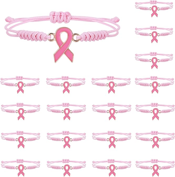 Breast Cancer Awareness Braided Bracelets Bulk with Independent Package