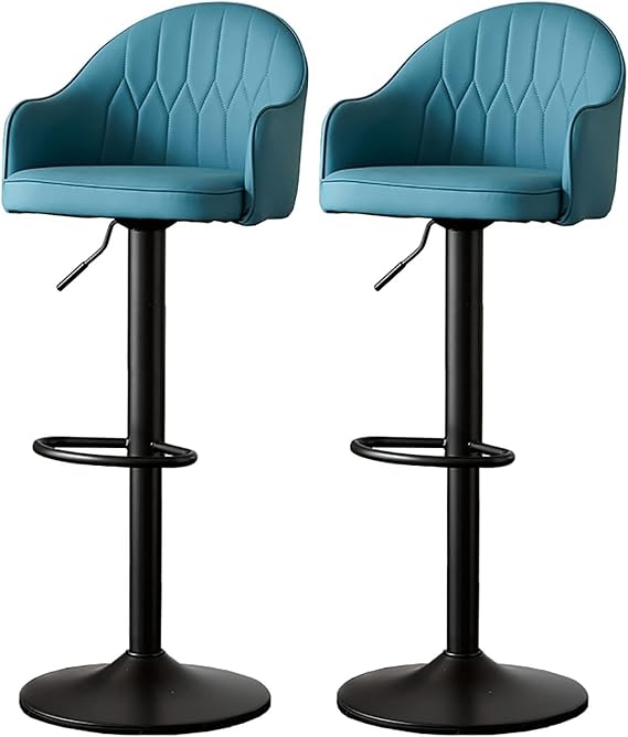 Set of 2 Orange Swivel Barstools with Adjustable Height, PU Leather SeatOne Size(Blue)