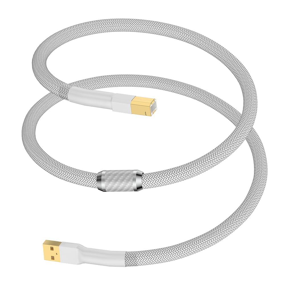 HiFi USB Cable 2.0 Type A to B High Speed Compatible with HP Canon, Brother, Samsung, Dell, Epson, Printer Cord for DAC, Decoder, Printer, Scanner and More 1.5m