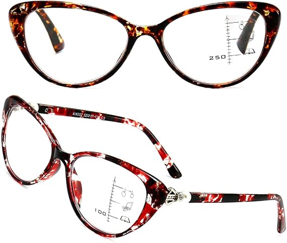 PLOPLO 2 Pack Progressive Multifocal Multifocus Glasses+Anti Blue Light Blocking Computer Reader