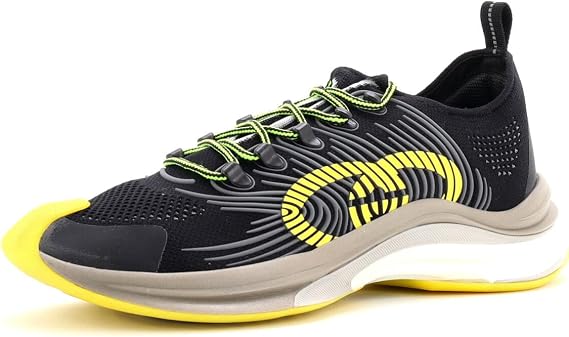 Pre-Loved Men's Run Sneakers Embroidered Technical Fabric, Black