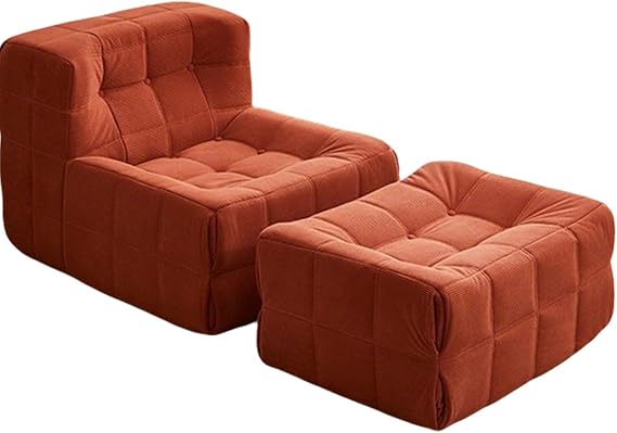 Boneless Couch - Foam Couch with Washable Cover & Non-Slip Bottom, Comfortable Living Room Sofa for Napping/Binge-Watching, No Assembly Required(Brick Red,with Pedals)