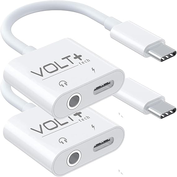 Powered USB Type-C to 1/8inch Aux Adapter Compatible with Huawei Mate 70 Pro+ [2Pack] Adapt to a Normal Headphone Jack Audio 3.5mm Port with Fast Charging Ability All at Once!