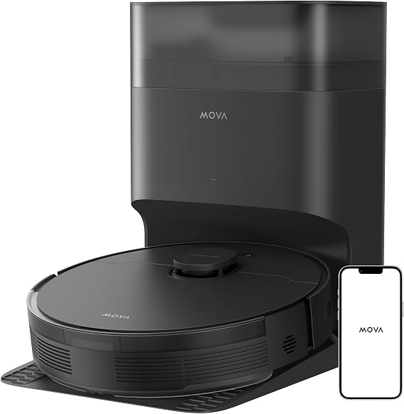 Mova Mobius 60 Robot Vacuum and Mop Cleaner, 30000Pa Suction, Automatic Mop Pad Replacement, 3.15-Inch Obstacle Overcoming, Liftable Navigation, Pet-Friendly DuoSolution System, White