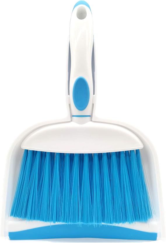 Mini Broom and Dustpan Set-Mini Whisk Set for Desk, Housekeeping, Office, Kitchen, Pet Nest, etc.,Daily Cleaning Necessity Plastic Mini Dustpan Set (Blue)