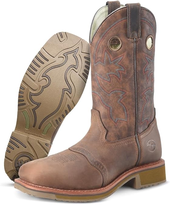 DOUBLE-H Antonio Composite Toe Mens Industrial and Construction Boot - Durable Leather, Slip-Resistant Sole, EH Rated
