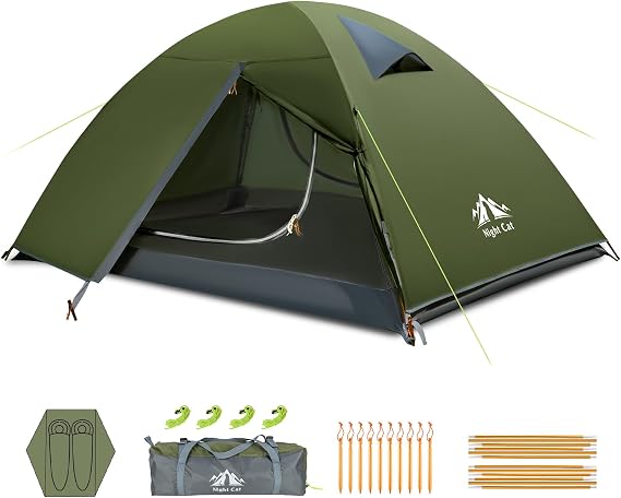 Night Cat 2 Man Tent Lightweight: Waterproof 2kg Tent for Backpacking