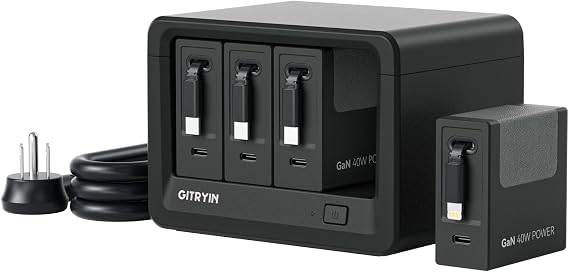 Gitryin 12-in-1 Desktop Charging Station, 160W USB Retractable GaN Charger