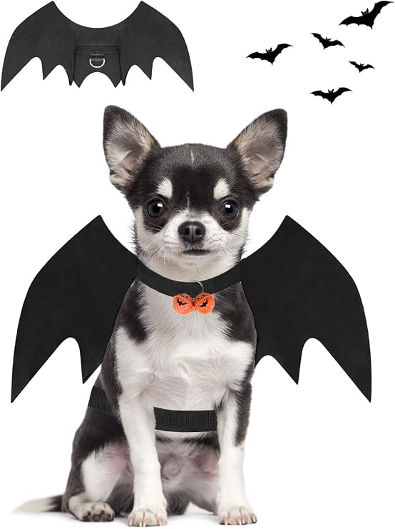 Halloween Dog Bat Wings Costume, Pet Halloween Cosplay Party Dress Up Costume for Small Dogs and Cats(S) Black