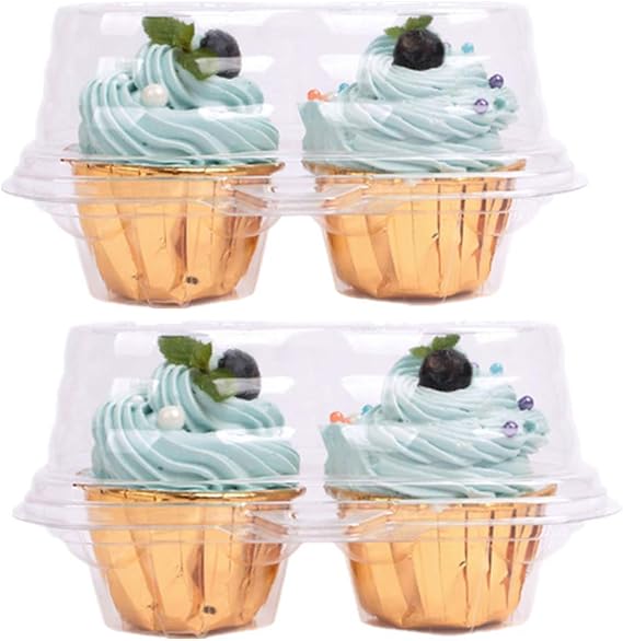 Leoyoubei Double Cupcake Container,2 Compartment Cupcake Container - Deep Cupcake Carrier Holder Box - Clear - Stackable - Clamshell Cupcake Container Ideal to Carry Cupcakes or Birthday Party (10)