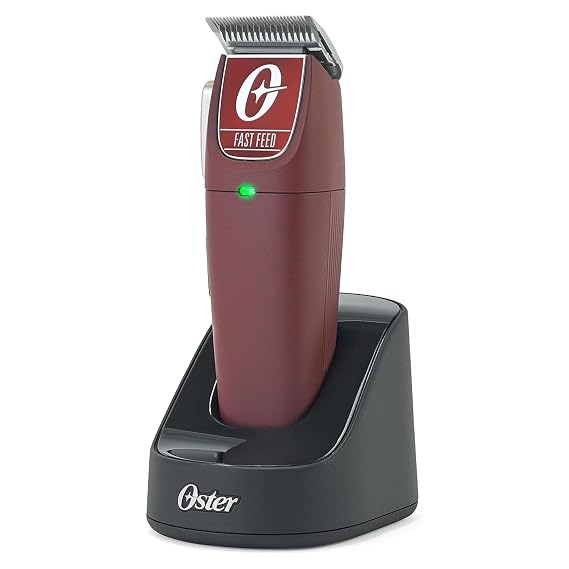 Oster Professional Cordless Hair Clippers, Fast Feed for Barbers and Hair Cutting with Detachable Blade, Burgundy