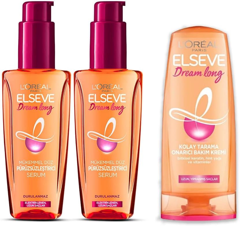 L’Oréal Paris Elseve Dream Long Mükemmel Düz Pürüzsüzleştirici Serum 2'li Set & Saç Bakım Kremi 175ml
