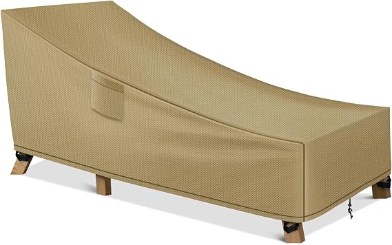 WLEAFJ Patio Chaise Lounge Cover Waterproof, Heavy Duty Outdoor Lounge Chair Covers, Durable Patio Furniture Covers, 78L x 34W x 32H inch,Khaki