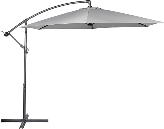 VonHaus Banana Parasol 3M Cantilever Hanging Parasol Umbrella for Outdoor, Garden, Patio Sun Shade Canopy with Hand Crank, Tilt & Rotate Function, UV30+ Protection, Air Vent, Steel Frame