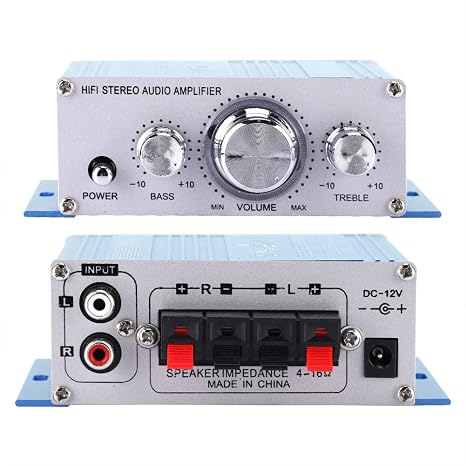 Car Amplifier Digital Standard Stereo Jack Auto Amplifier for Cars and Motorcycles for Motorcycles(Blue)