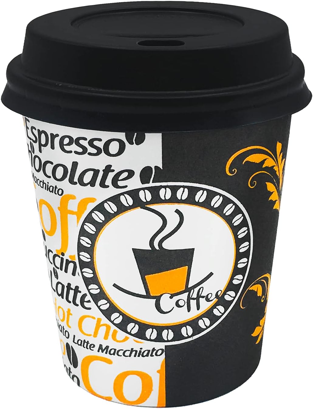 Aygün Cup 7 Oz Black Cardboard Cup with Lid 180 ml - 100 Automat Cup