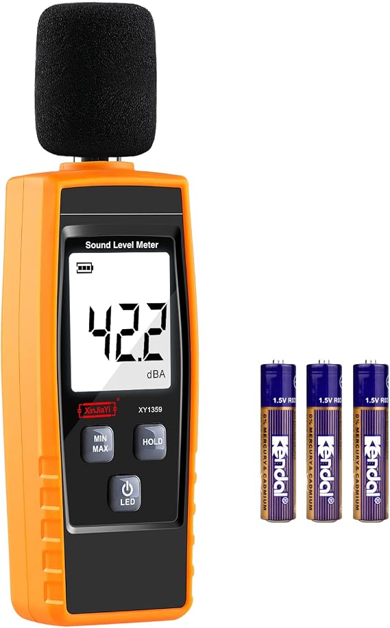 Decibel Meter, Portable dB Meter (Sound Level Meter), Digital Noise Measuring Device, Range 30-130 dB(A) dB Meter, Noise Level Sound Monitor Tester Yellow