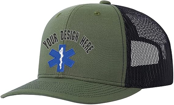 Custom Paramedic EMT 112 Trucker Hat Personalized Embroidery Paramedic EMT Add Your Text Snaps Mesh Baseball Cap for Men