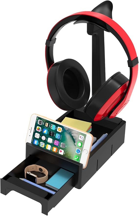 Headset Holder,Desktop Headphone Stand with Desk Storage Earphone Mount Headset Hanger Headphone Rack