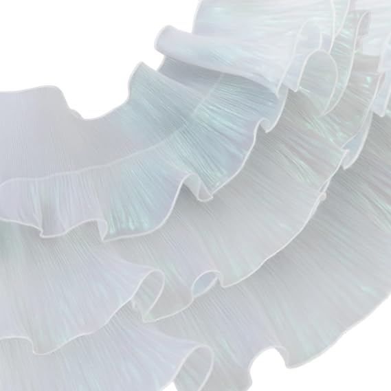 Organza Ribbon, 5m Iridescent Trim Fabric Ruffles, White Organza Ribbon for DIY Costumes, Wedding Decorations, Gift Wrapping, 14cm Width