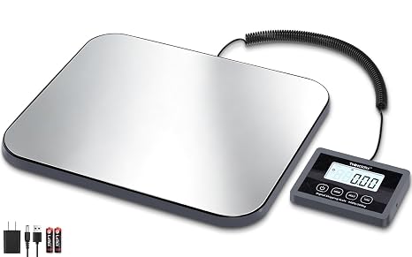 THINKSCALE Shipping Scale, 440lb/1oz Digital Postal Postage Scale for Small Business, Large Backlit LCD with Hold/Tare, Scale for Packages, Luggage, Home Use, USB Power & Battery