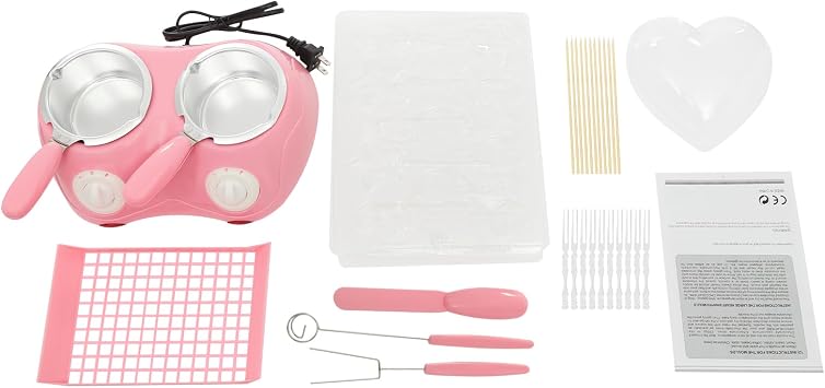 Chocolate Melting Pot Kit with Molds and Fork, Chocolate Melting Warming Double Pot, Mini Electric Fondue for Candy, Milk, Cheese, Butter Making