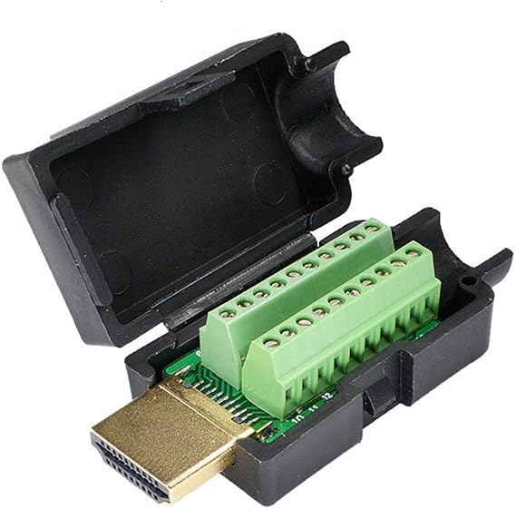 HDMI Solderless Adapter Gold Plated HDMI Extension Cable Connector Signals Terminal Breakout Board Free Welding Connector with Plastic Cover Screwdriver