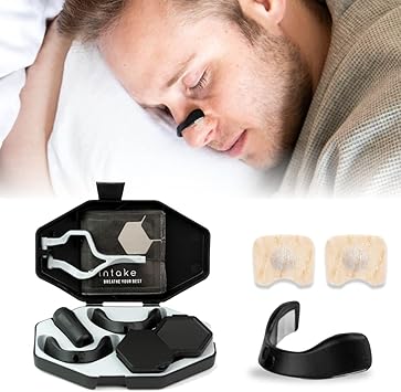 Intake Premier Nasal Dilator Non-Invasive Snoring Solution, Snore Stopper | Instant Relief & Outlasts Nasal Strips | Essential for Mouth Tape/Mouthpiece Anti Snoring Devices | Starter Kit - Size M