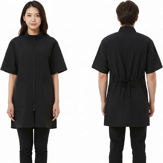 DHXYZZB Barber Smock for Men Women Lightweight, Breathable Hair Repellent Jacket for Stylists Professional Zip-Up with Pocket